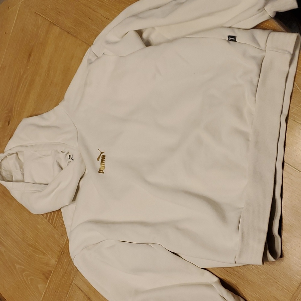 PUMA Hoodie (Womens Large) Cream colored